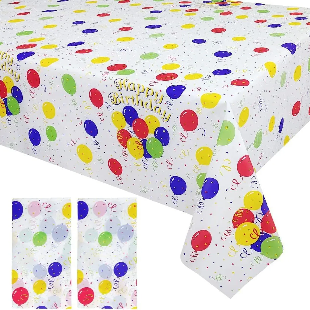 1/3Pcs Happy Birthday Tablecloths, Disposable Table Covers Balloons Plastic Table Coloths for Picnic Birthday Wedding Party