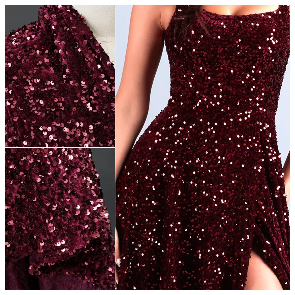 

Colorful Velvet Sequin Fabric With Bead Embroidery Dense Shiny Non Directional Plush For Party Dress Wedding Gown Stage Fashion