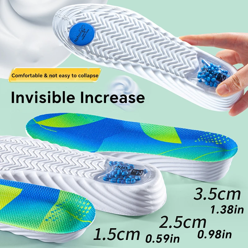 

1 Pair of shock-absorbing and height increasing insoles, breathable air cushioned insoles