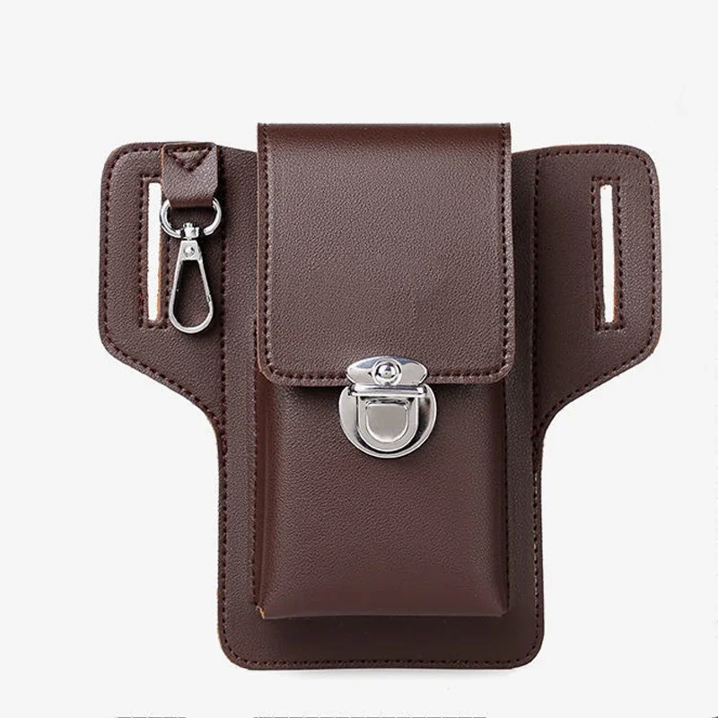 Fashion Leather Male Waist Pack Phone Pouch Bags Waist Bag Men\'s Belt Bag Multifunctional Water Proof Waist Bag Crossbody Bags