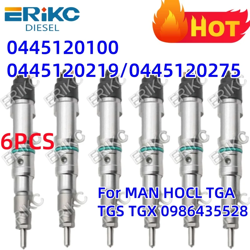 

0445120100 0445120219 0445120275 0986435528 Форсунка дизельного топлива для MAN HOCL TGA TGS TGX ERIKC 6 шт.