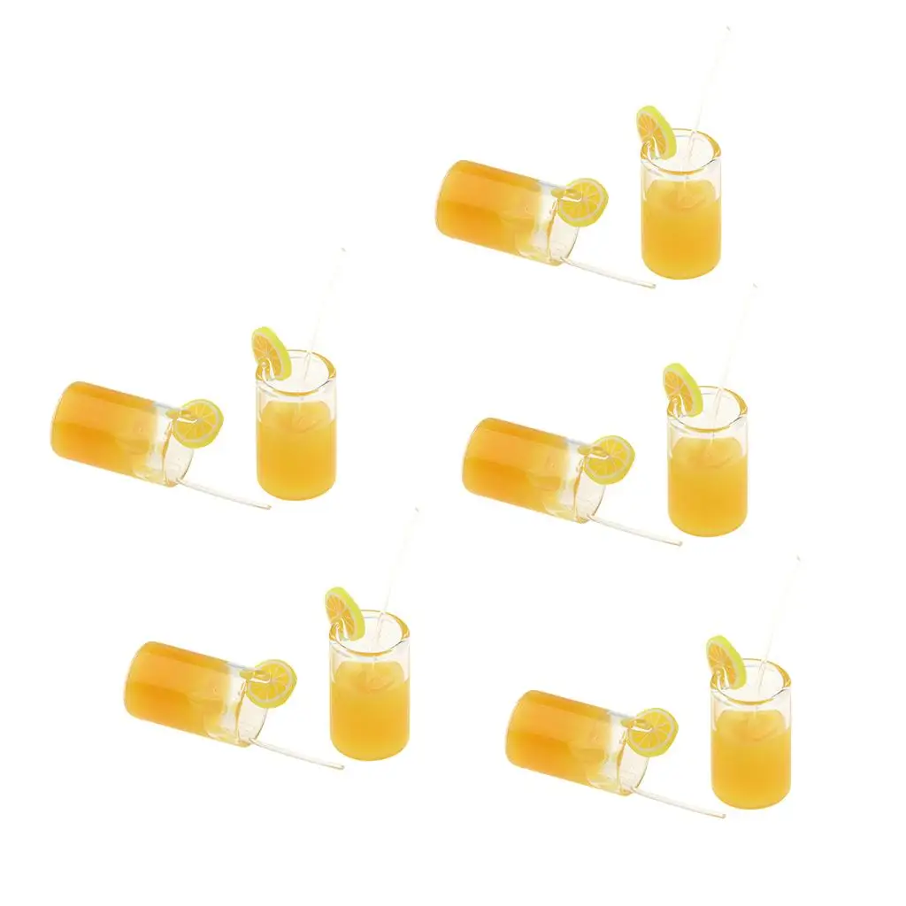 1:12 Modello giocattolo in miniatura per casa delle bambole Tavolo da pranzo Cibo Bevanda 10 tazze di succo d'arancia
