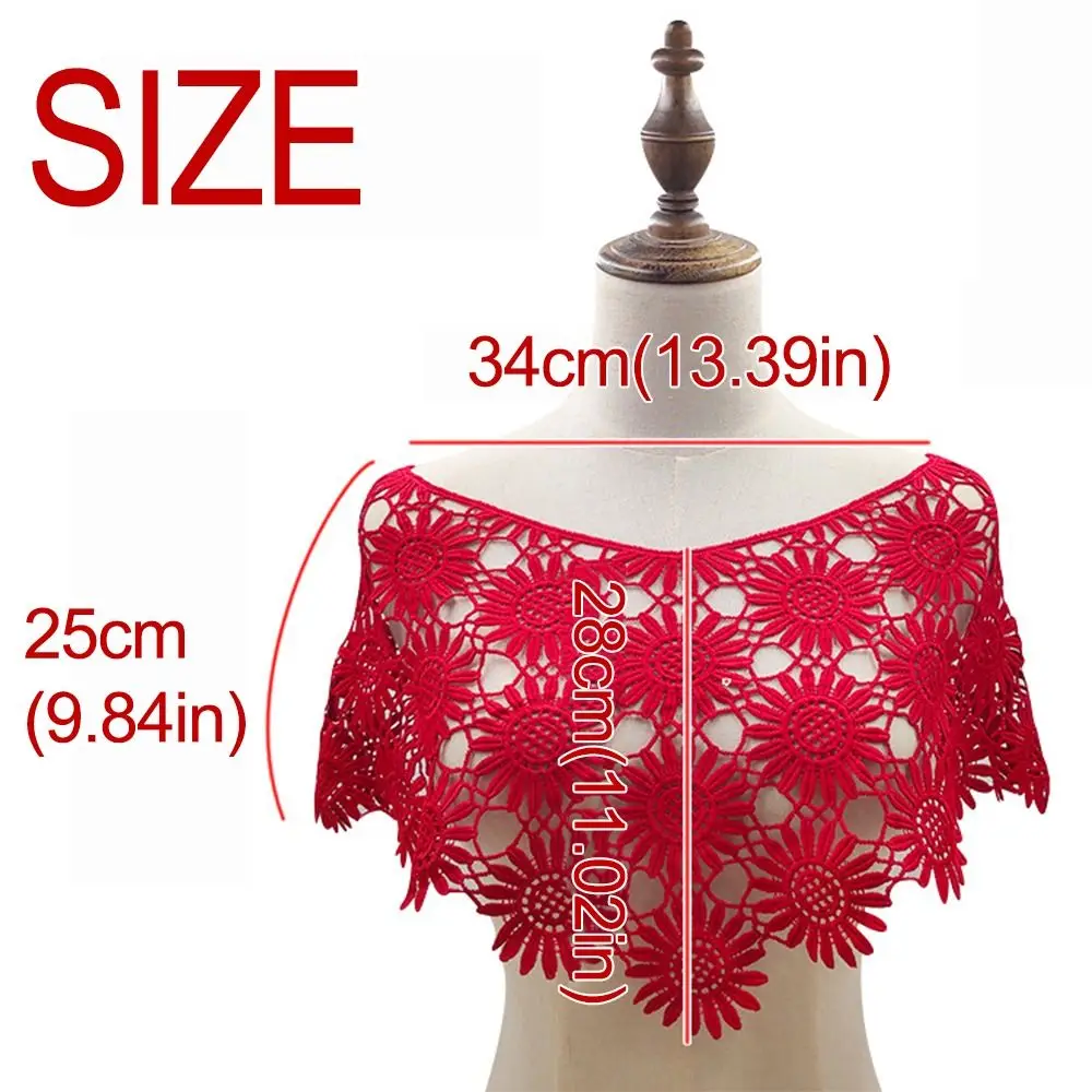 Creative False Crochet Collar Boho Chic Tulle Lace Lace Shawl Poncho Detachable Embroidered Trim Hollow Out Vest