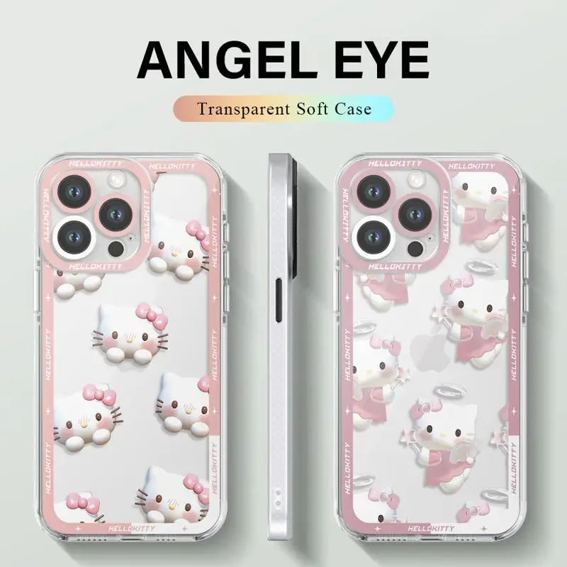 Cute Holle Kitty Case for iPhone 15 14 Pro Max 13 12 11 XR XS X 8 7 6 6S Plus SE 2020 Clear Soft Cover Fundas