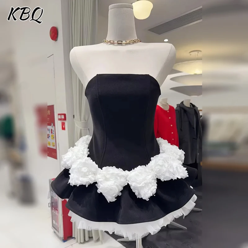 

KBQ Элегантный комплект из двух предметов для женщин, мини-платья без бретелек без рукавов, короткие штаны с высокой талией, темпераментный комплект, женская мода, новинка