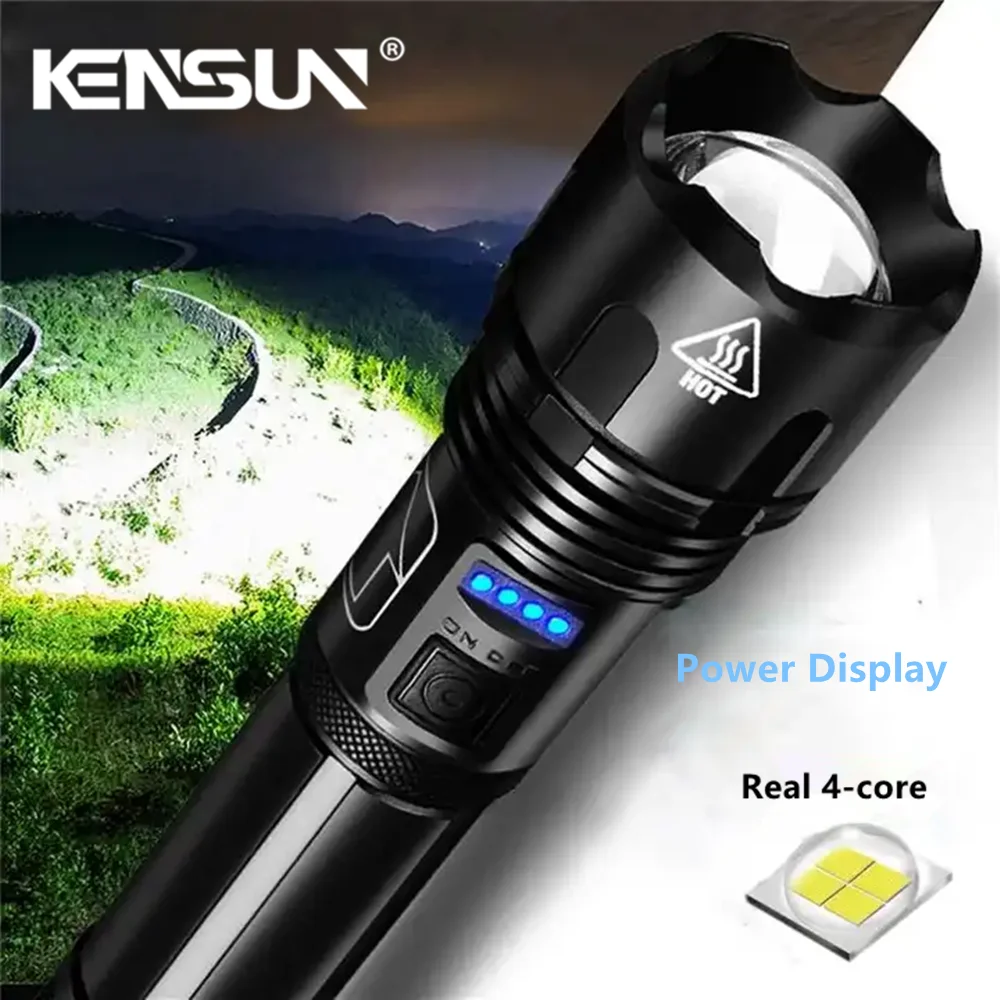 Super Bright Powerful LED Flashlight USB Rechargeable Camping  Torch Light Tactical Flashlight For Camping