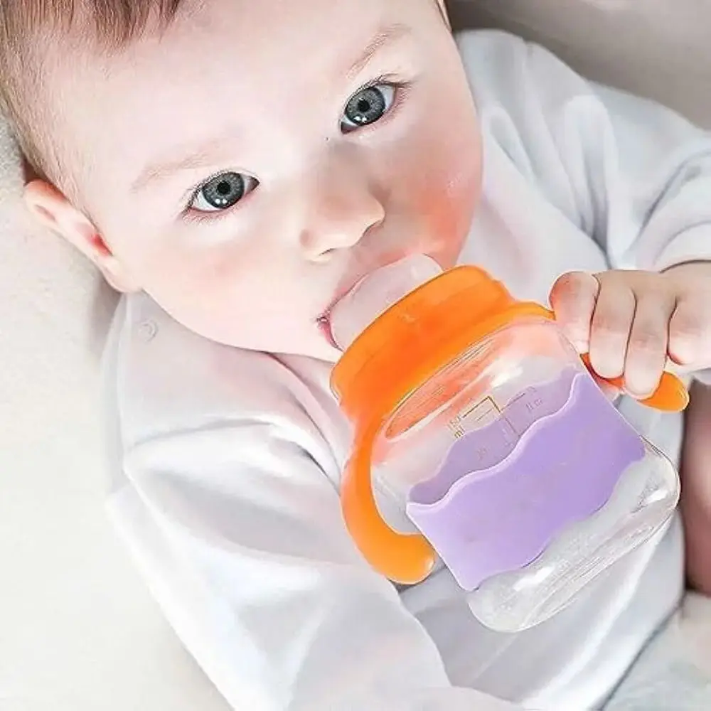 New Silicone Baby Bottle Anti-Slip Band Reusable Solid Color Heat Insulation Bands Water Proof Bottle Labels