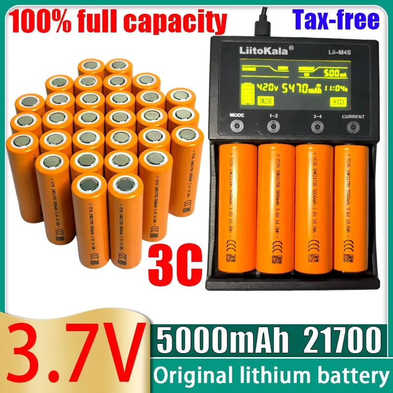 10-2000pcs 3.7V 21700 5000mAh Rechargeable Battery 15A INR21700 DIY Power Li-ion High Discharge Batteries for Electrical Tools
