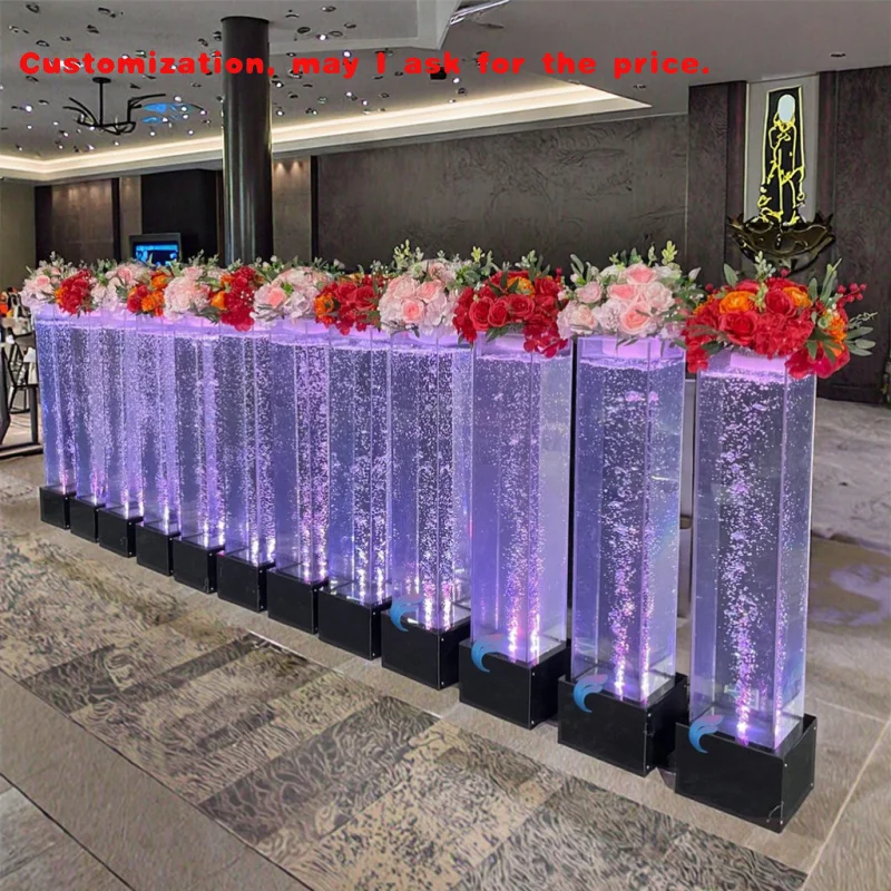 

custom.Aquarium Decoration Wedding Flower Stand Welcoming Column Lamp