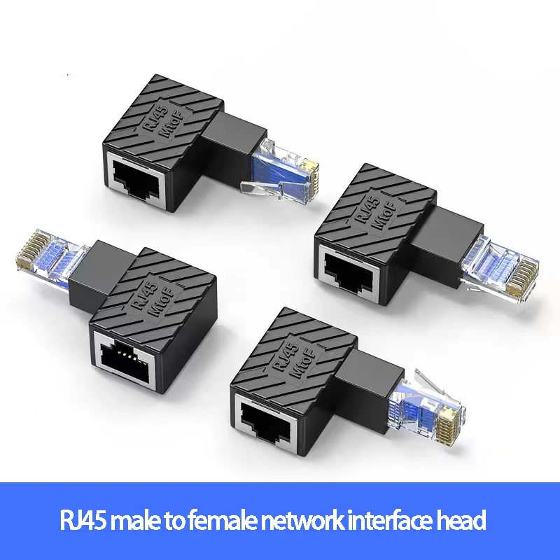 90 Degree Ethernet Adapter, Male To Female Elbow Extension Cable, Class 5, Class 6 RJ45 Broadband Network Connector