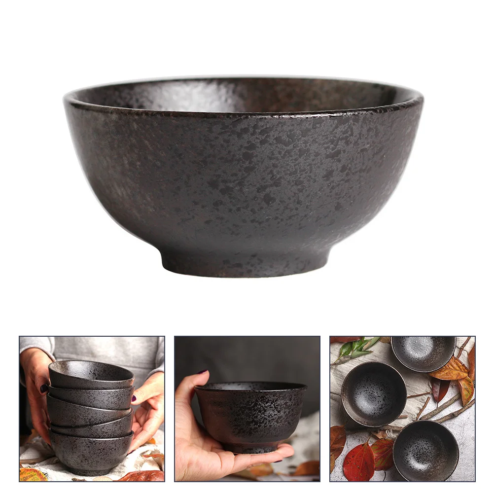 

2Pcs Ceramic Food Bowls Stable Flat Bottom Rice Soup Noodle Salad Containers Kitchen Tableware Ceramic Bowls Kitchen Tableware