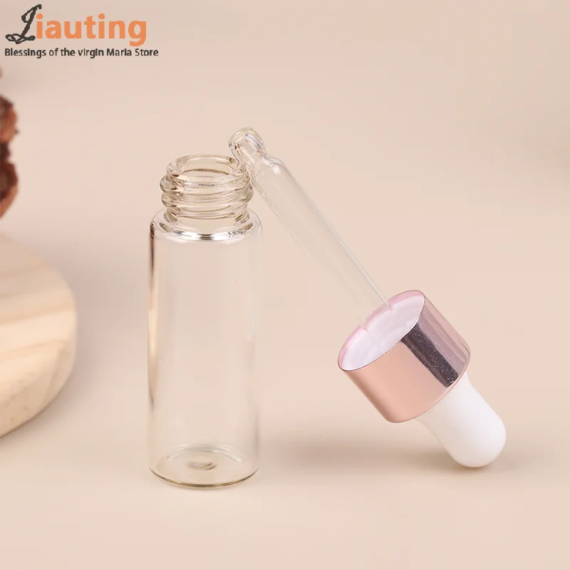 1-5ml Dropper Bottles Reagent Eye Drop Transparent Glass Aromatherapy Liquid Pipette Bottle Refillable Bottles Travel