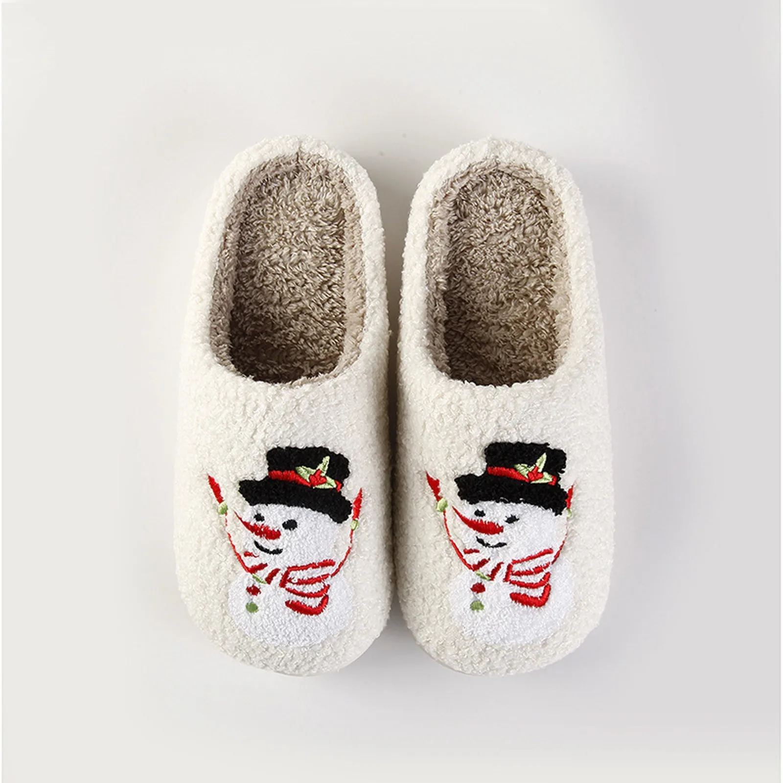 

Women Christmas Print Slippers Non-Slip Fuzzy House Slippers Comfy Fluffy Thickened Slippers Winter Home Women's Plush Slippers