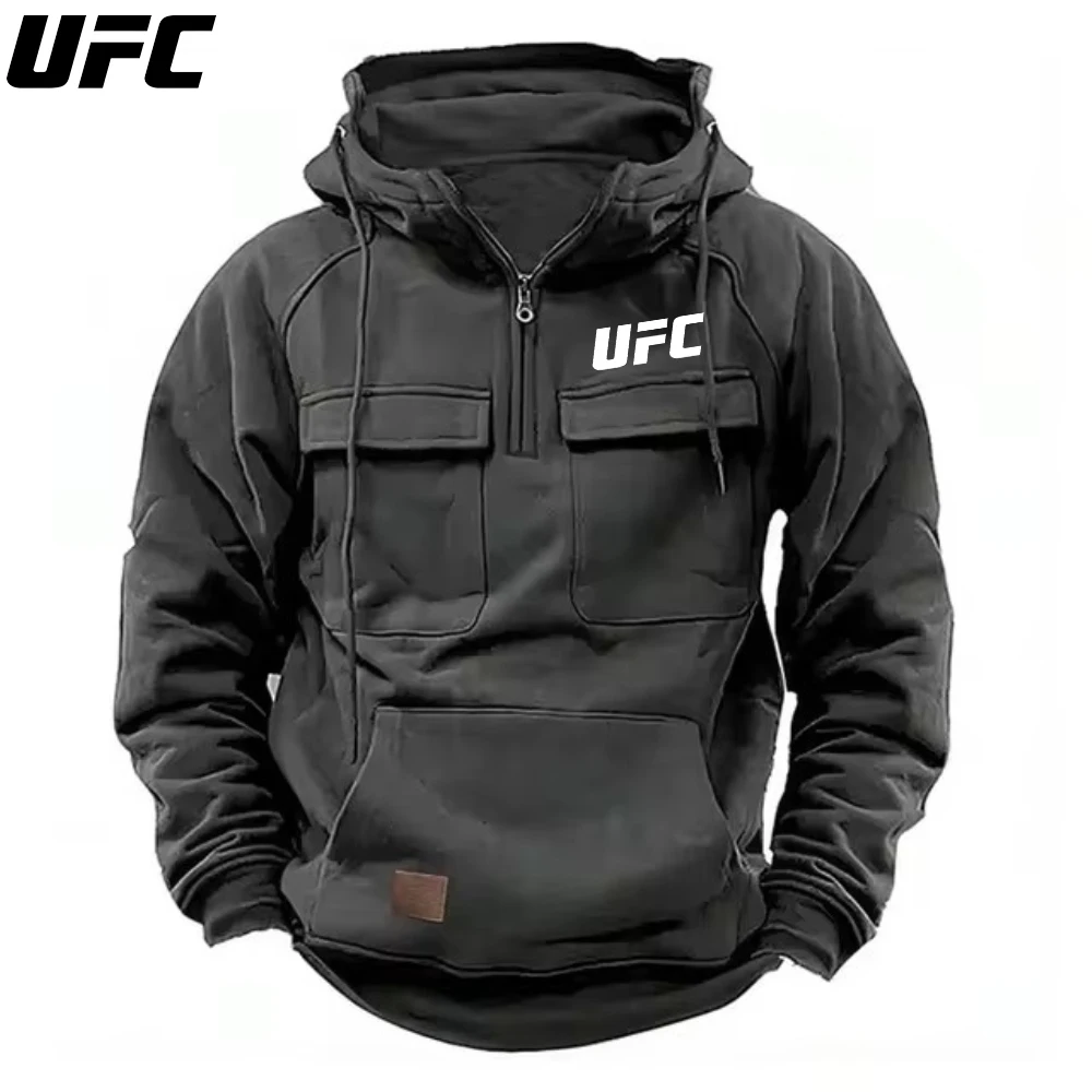 UFC الرجال مقنعين البلوز بلون الرجل قوي متعدد جيب البلوز الخريف والشتاء نمط عارضة الراقية البلوز #4