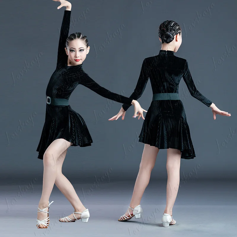 أزياء الرقص اللاتيني للأطفال للخريف والشتاء، ملابس أداء الرقص اللاتيني للأطفال البنات، ملابس الأطفال