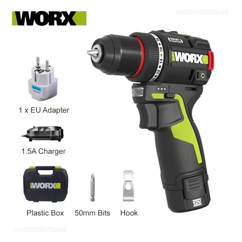 WORX WU135 Akku-Bohrschrauber 12V 50Nm 1800 U/min Bürstenloser Motor Elektroschrauber Schlagbohrmaschine Metallbearbeitung Smart Cutch