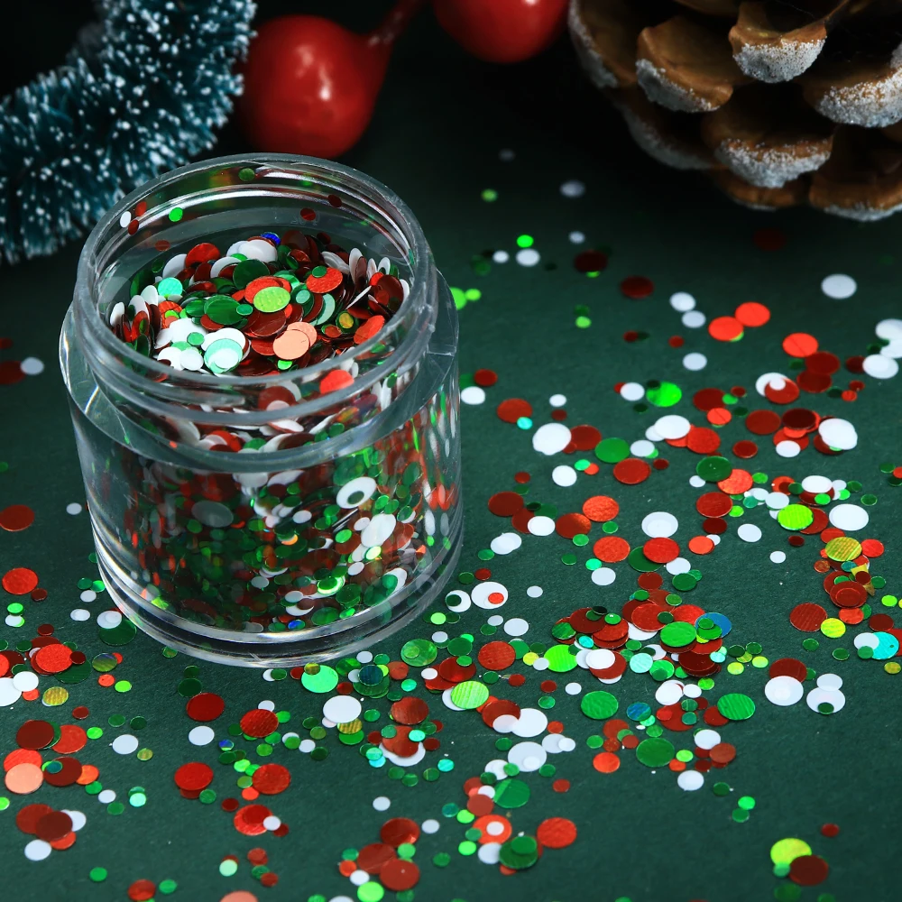 Red Green Polka Dot Sequins Resin Filling Glitter Colorful Round Bubble Sparkly Flakes Christmas Gifts DIY Resin Art Accessories