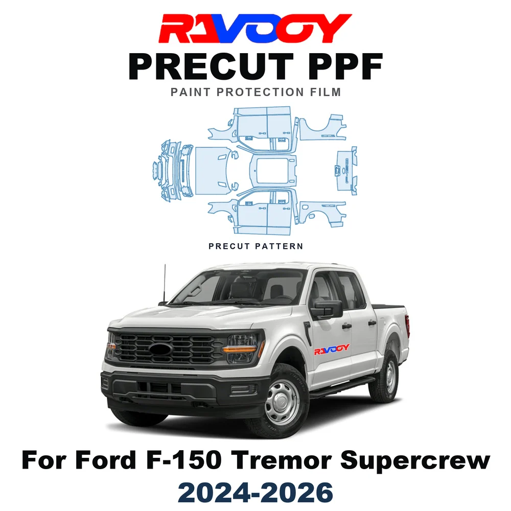 Precut PPF For Ford F-150 Tremor Supercrew 2024-2026 8.5mil TPU Paint Protection Film Hood Bonnet Bumper Headlight Self-Healing