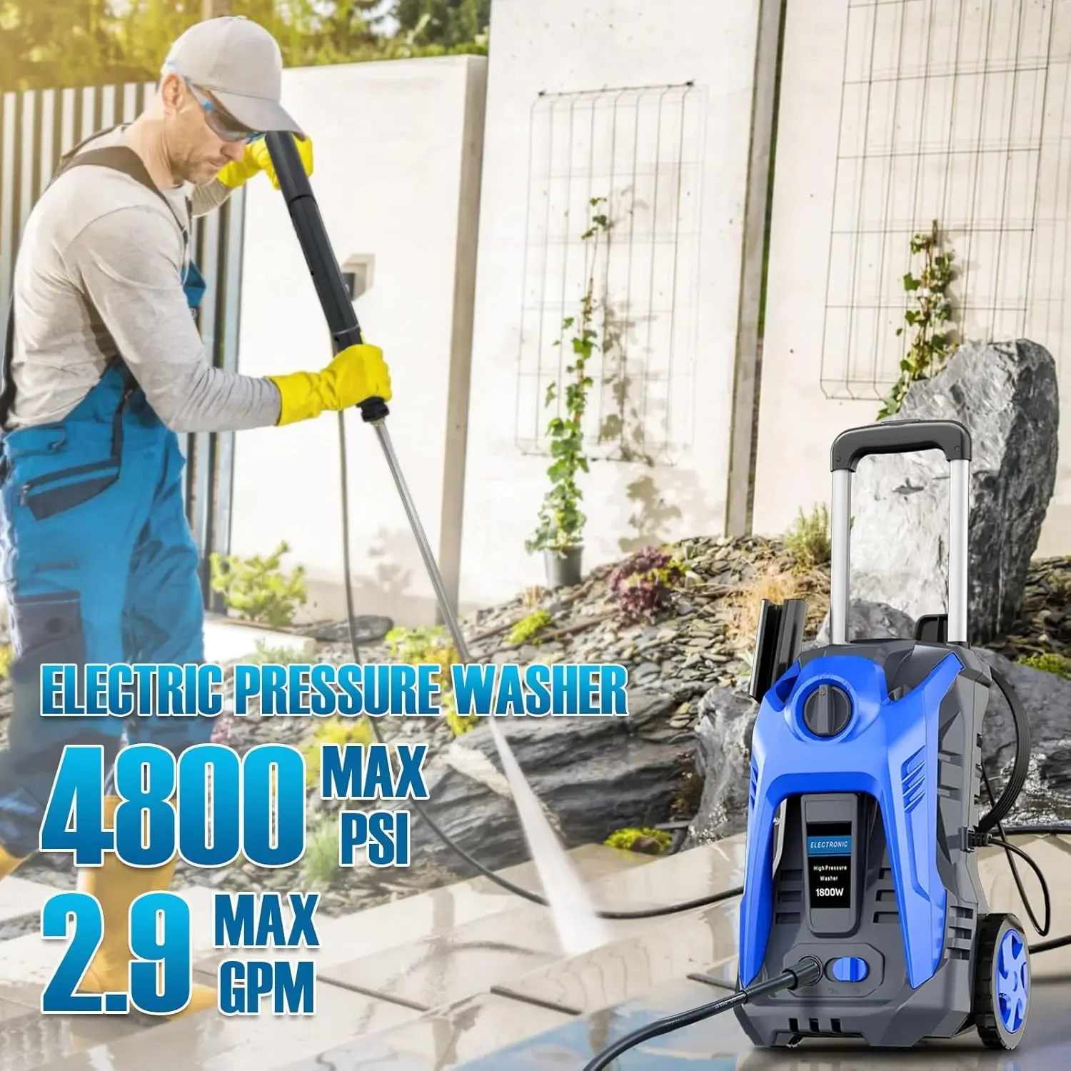 Electric Pressure Power Washer with 25 FT Hose, 16.4 FT Power Cord, Soap Tank Car Wash Machine