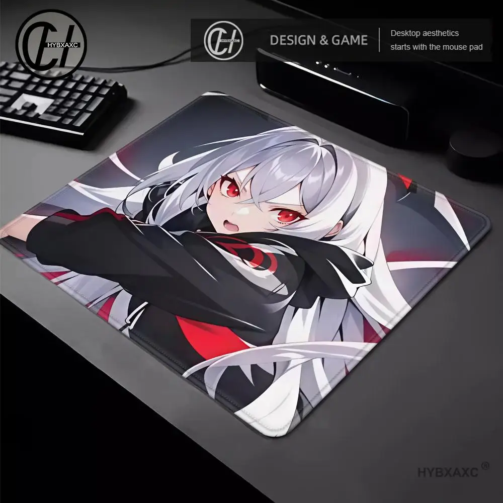 Anime White Hair Elf Girl Mouse Pad, Red Eyes Gothic Girl Desk Mat, Non-Slip Waterproof Gaming Keyboard Mousepad