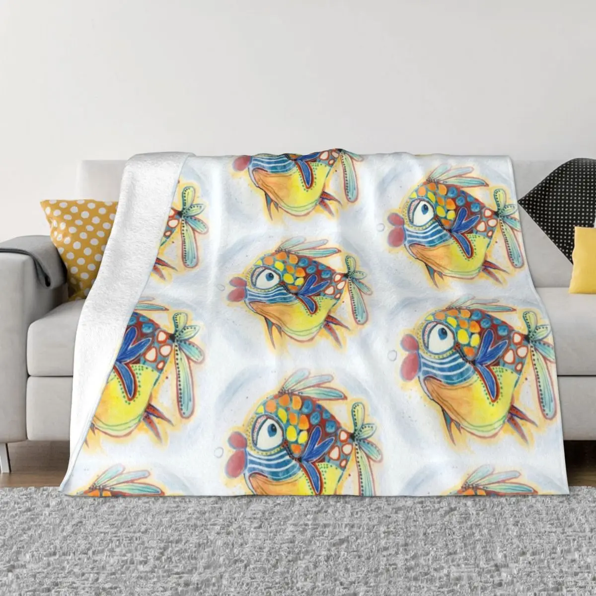 Fishy Throw Blanket Loose blankets and throws Blankets For Bed Designers Blankets