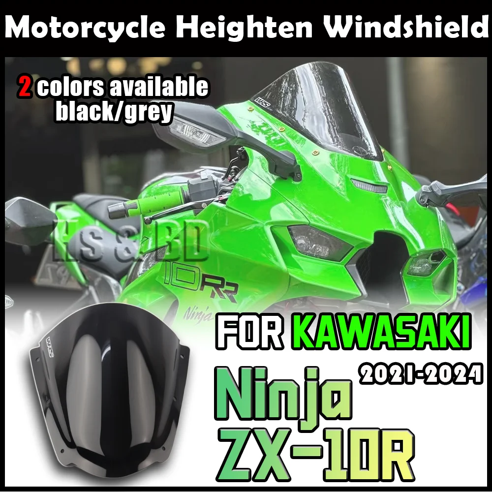 Motorcycle Windshield For Kawasaki ZX10R ZX-10R Heighten Windscreen Enlarge Wind Spoiler Cover Fairing Windshield WRS Racing