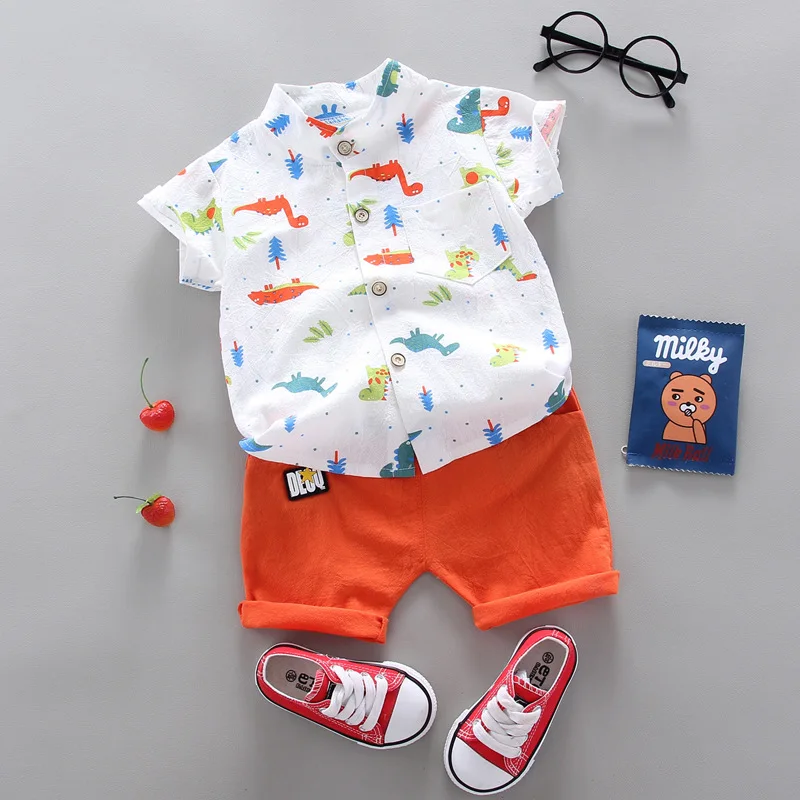 2024 Summer Casual Clothes Fashion Baby Boy\'s Suit Set Top Shorts 2PCS Baby Clothing Set For Boys Infant Suits Kids Clothes