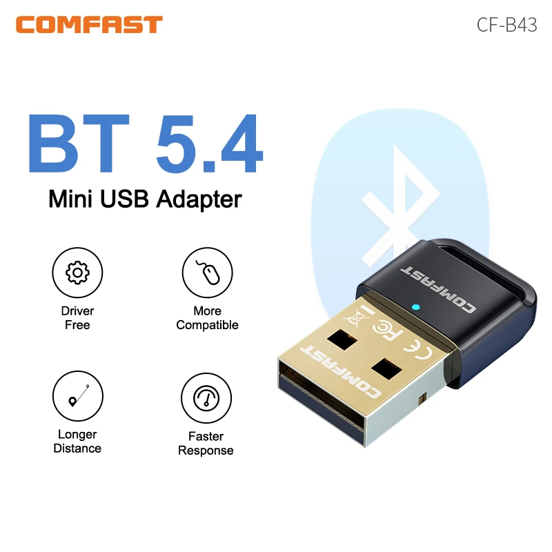 

Bluetooth Adaptador USB BT5.4 Adapter for PC Dongle Wireless Mouse Keyboard Music Audio Receiver Transmitter Plug and Play