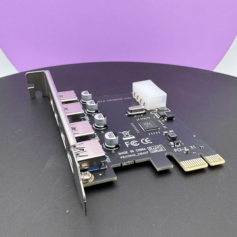 4-poorts USB 3.0 PCI-e-uitbreidingskaart PCI express PCIe USB 3.0 hubadapter 4-poorts USB3.0-controller USB 3.0 PCI e PCIe express 1x