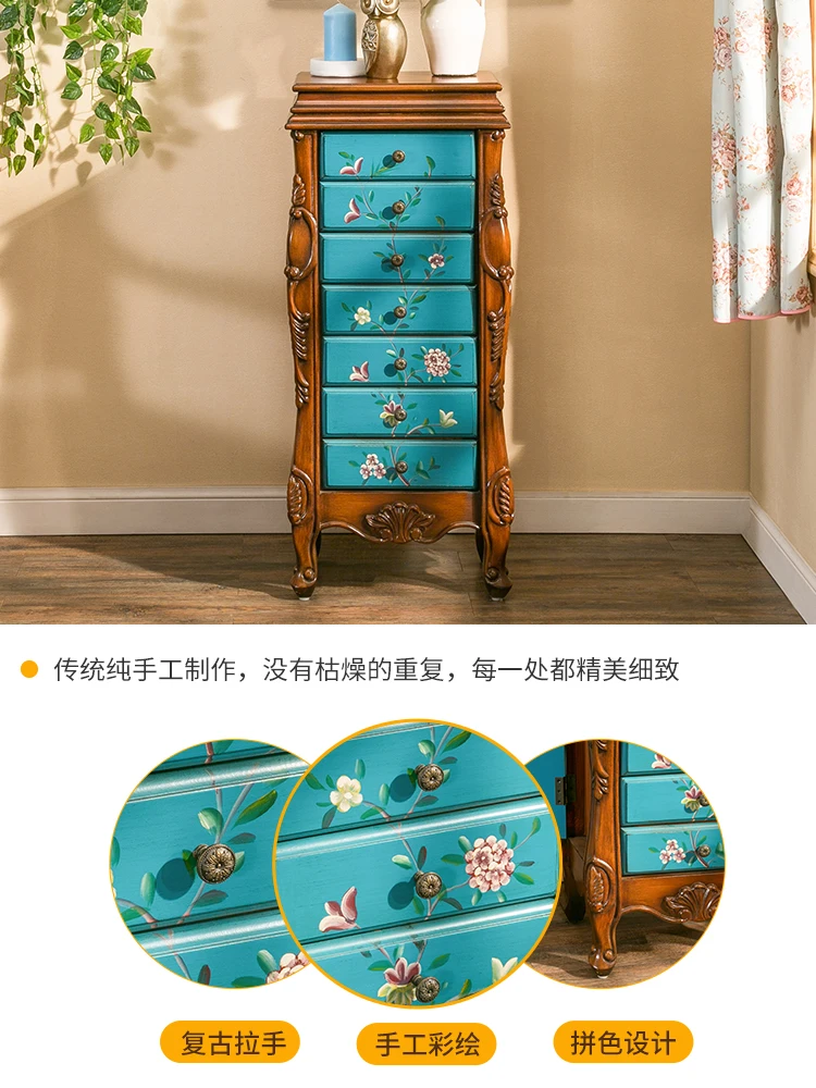 European American jewelry storage cabinet Floor seven bucket cabinet Jewelry cabinet with mirror decorative cabinet bedroom make