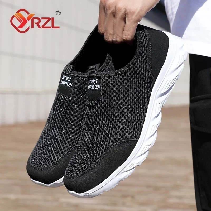 Yrzl leve masculino sapatos casuais respirável deslizamento em tênis casuais masculinos anti-deslizamento apartamentos sapatos de caminhada ao ar