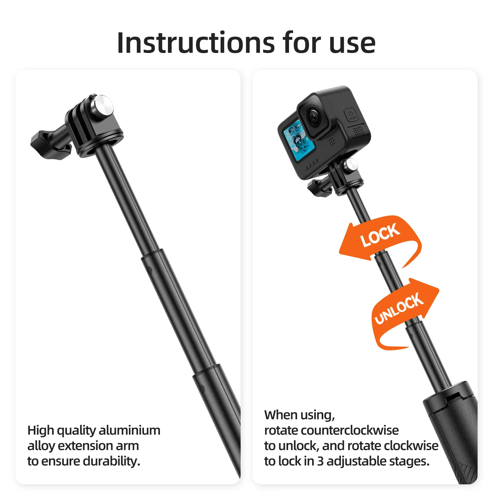 TELESIN Underwater Buoyancy bar Diving Extendable Selfie Stick Tripod For Gopro Insta360 DJI OSMO Action Camera Accessories