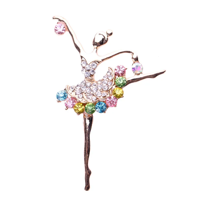 Fashion Shinning Crystal Dancing Girl Brooches Women Rhinestones Ballerina Brooch Pin Clothing Dress Jewelry Decoration Pin