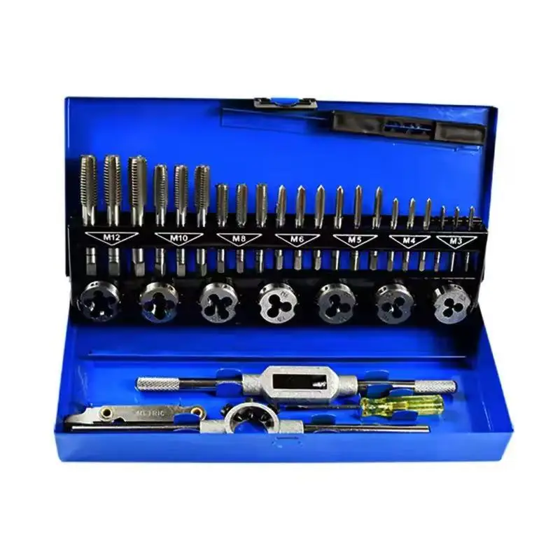 

32 PCS Tap and Die Set Metric Wrench Cut M3-M12 Hand Threading Tool Tungsten Carbide Tap Die Screw Thread Making Tool Bit Set