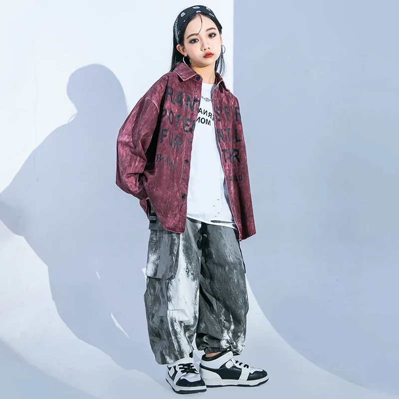 Hip hop meninas preto graffiti camisa calças jeans crianças blusa meninos dança de rua carga corredores jazz conjuntos roupas crianças streetwear