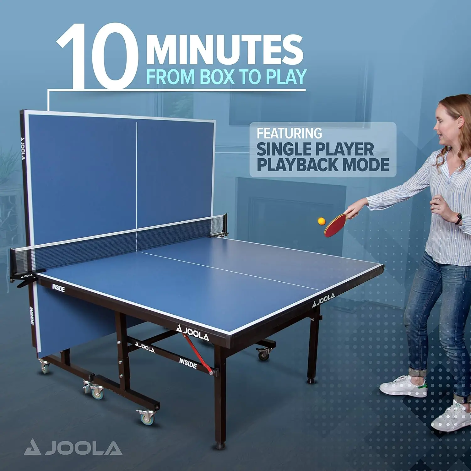 Inside - Professional MDF Indoor Table Tennis Table with Quick Clamp Ping Pong Net and Post Set - 10 Minute Easy Assembly