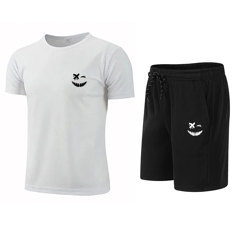 T-shirt e pantaloncini a maniche corte da uomo, abbigliamento sportivo Fitness, Casual, sport, set ad asciugatura rapida, set da corsa estivi, S-3XL, 2 pezzi