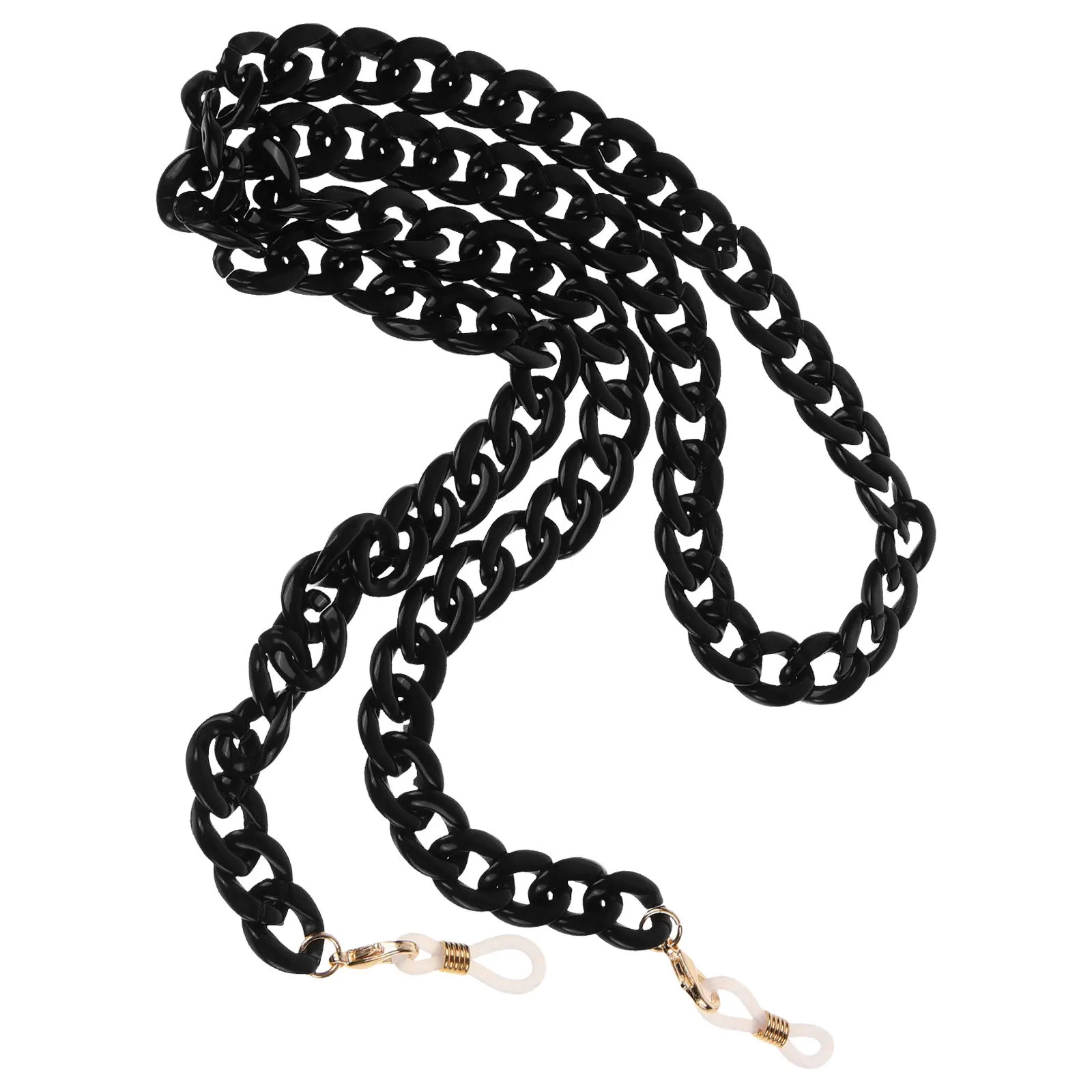 1 قطعة سلسلة النظارات الاكريليك المضادة للانزلاق أسود أنيق معلق حبل متعدد الوظائف قناع حزام النظارات سلسلة قناع الاكريليك