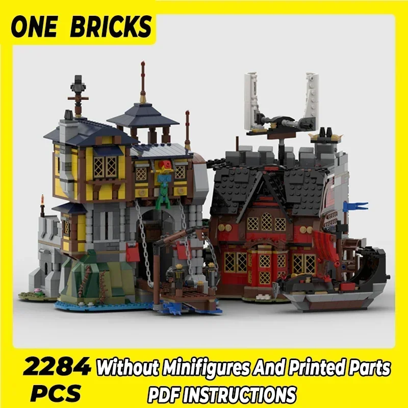 Moc อาคารอิฐทหารรุ่นปราสาทนางเงือกและ Pirate Tavern เทคโนโลยี Modular Blocks ของขวัญคริสต์มาส Tos DIY ชุดประกอบ