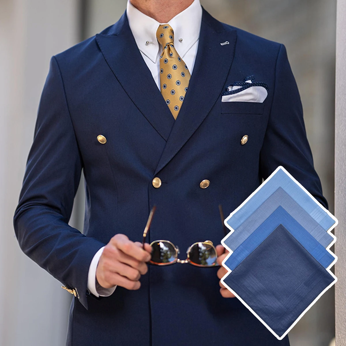 

Men's Cotton Handkerchief Classic Pocket Square Suit Pocket Square Classic European Solid Color Striped Men's Handkerchief
