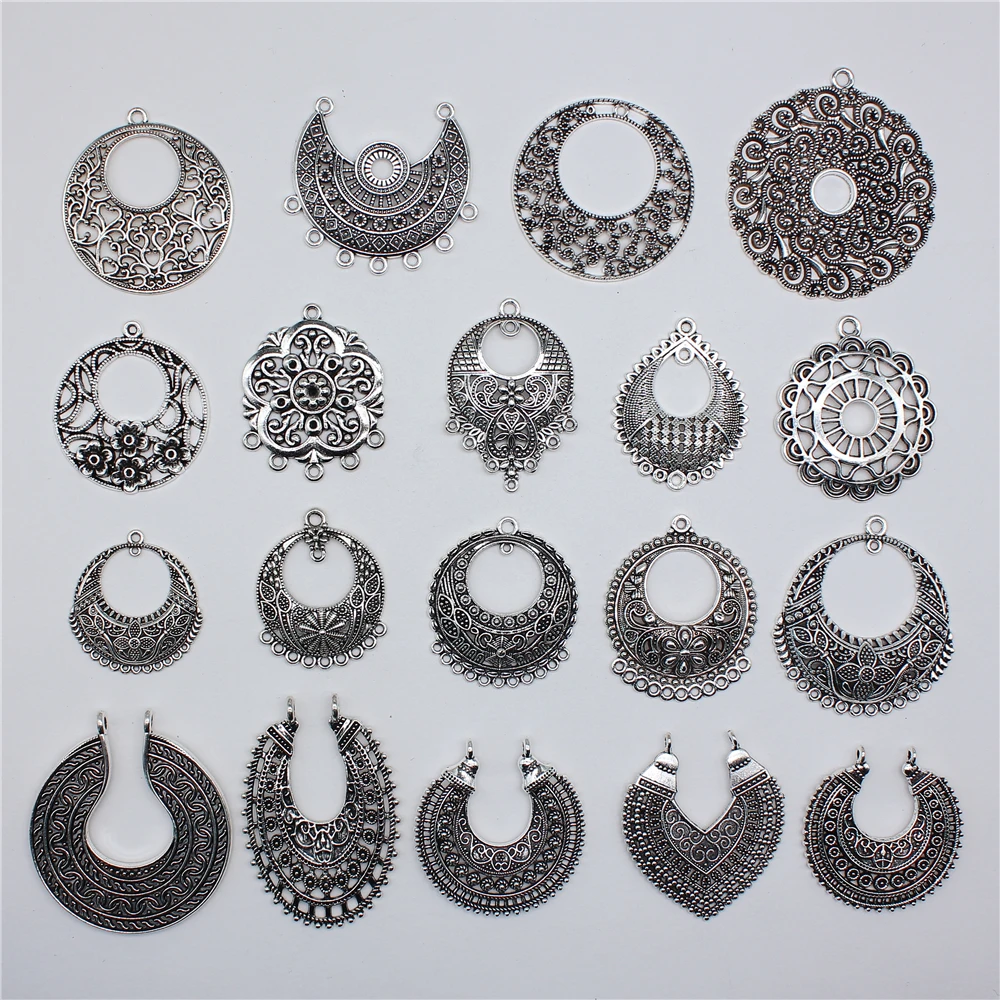 4pcs Earring Pendant For Earring Making Vintage Bohemia Earring Connector For DIY Jewelry Necklace Earrings Making Finding