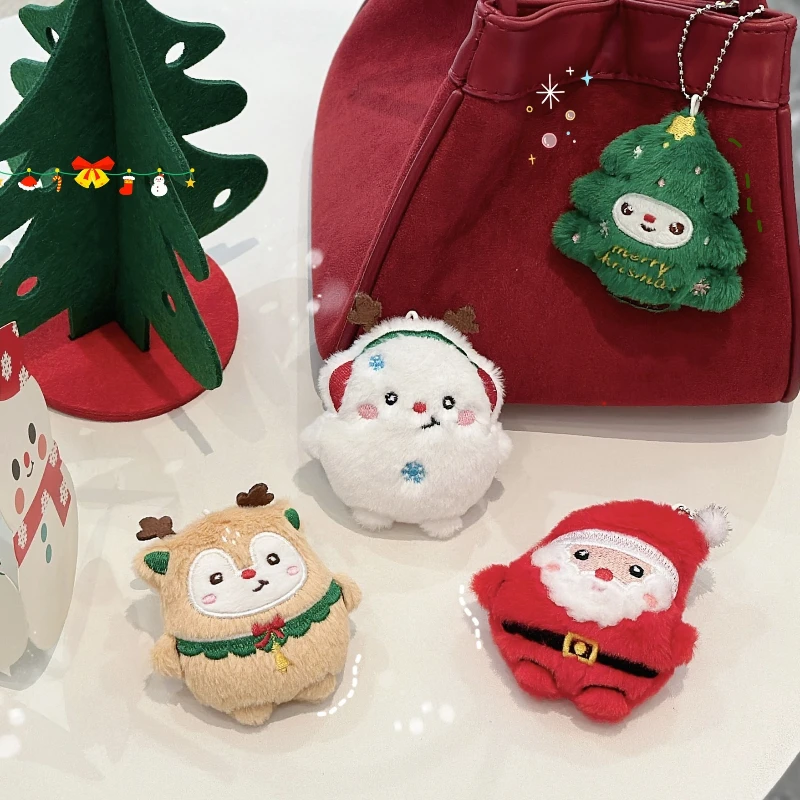 Porte-clés pendentif en peluche du père noël, breloque pour sac à dos Kawaii, décoration de poupée, cadeaux d'arbre de noël, ornement amusant
