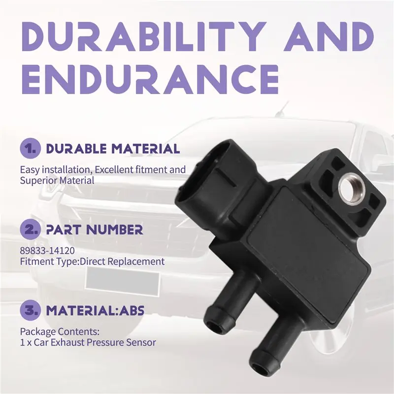 DPF Exhaust Pressure Sensor 89833-14120 For Isuzu D-MAX MU-X 2012-2020 Car Differental Pressure Detection Device