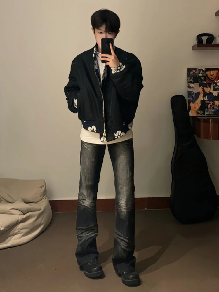 

Мужские джинсы Waed Blaey прямого кроя, слегка острокрашенные, в американском ретро-стиле, облегающие, длинные брюки, молодежный тренд