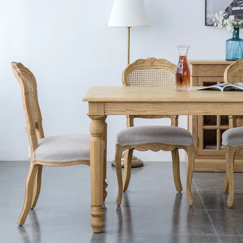 

European-Style Solid Wood Dining Table American Country Oak Dining Table and Chair Simple Small Apartment