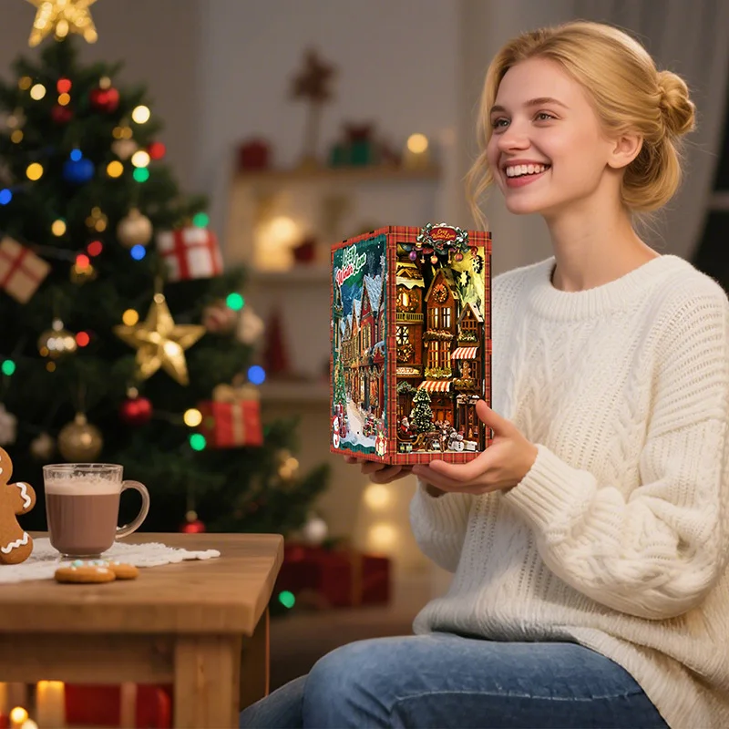 عيد الميلاد شارع ركن كتاب حامل DIY منزل 3D مجسمة اليد تجميعها كتاب حامل لعبة منزل نموذج البيت #4