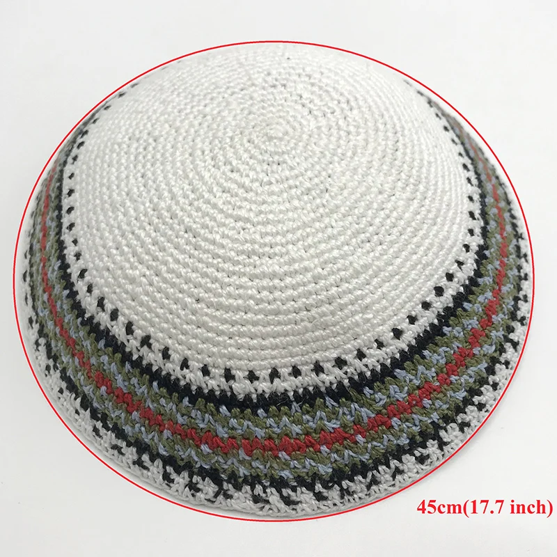 18cm Jewish Kippah Handmade Knitted Yamaka Hat for Men Judaica Yarmulke Kipa Kippot Gift