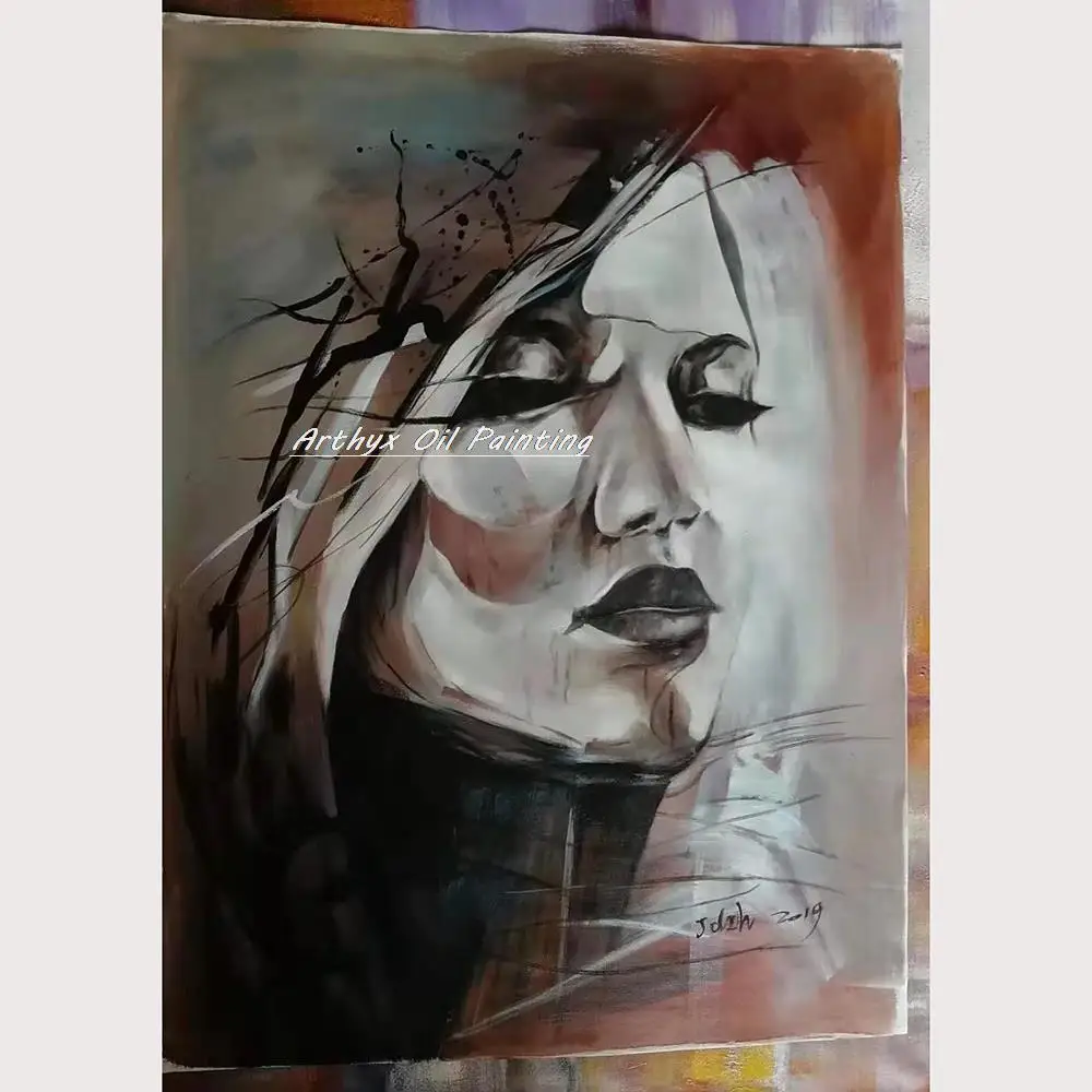 Arthyx Large Size Handmade Abstract Figure Oil Paintings On Canvas Modern Wall Art Girl Pictures For Living Room Home Decoration image 5