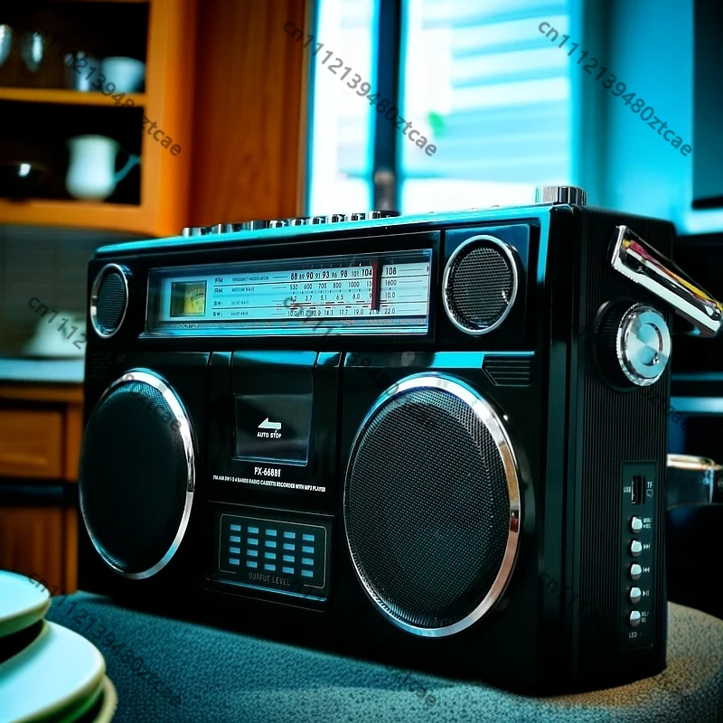 European Retro Dual Channel Stereo Cassette Recorder Radio Rechargeable Bluetooth Audio Player