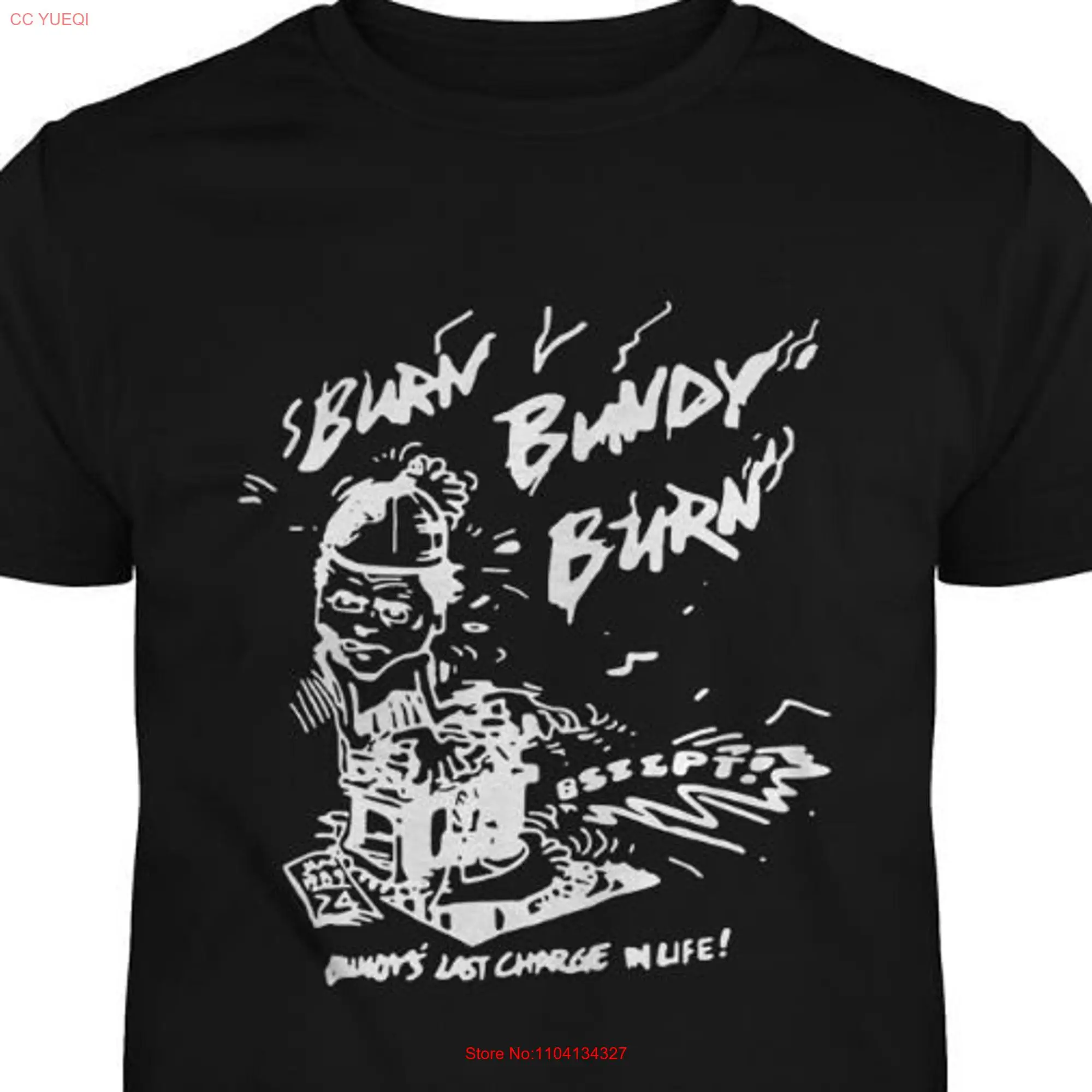 Burn Bundy Black T Shirt White Ink long or short sleeves